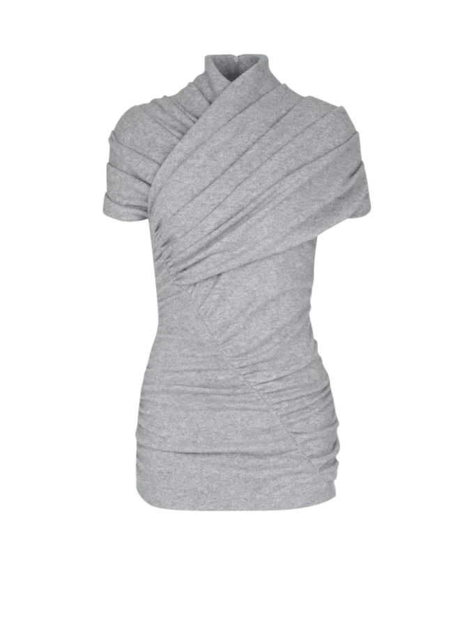 Draped cotton knit top