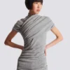 Draped cotton knit top