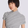 Draped cotton knit top
