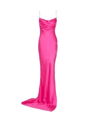 Draped satin slit dress