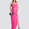 Draped satin slit dress Draped satin slit dress