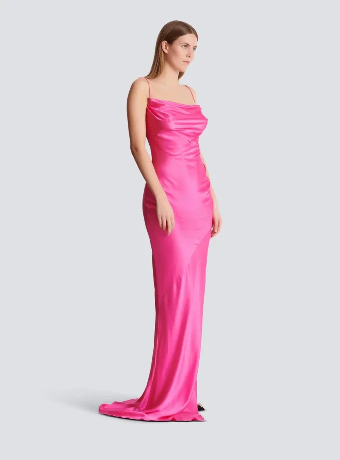 Draped satin slit dress Draped satin slit dress