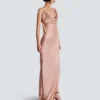 Draped satin slit dress