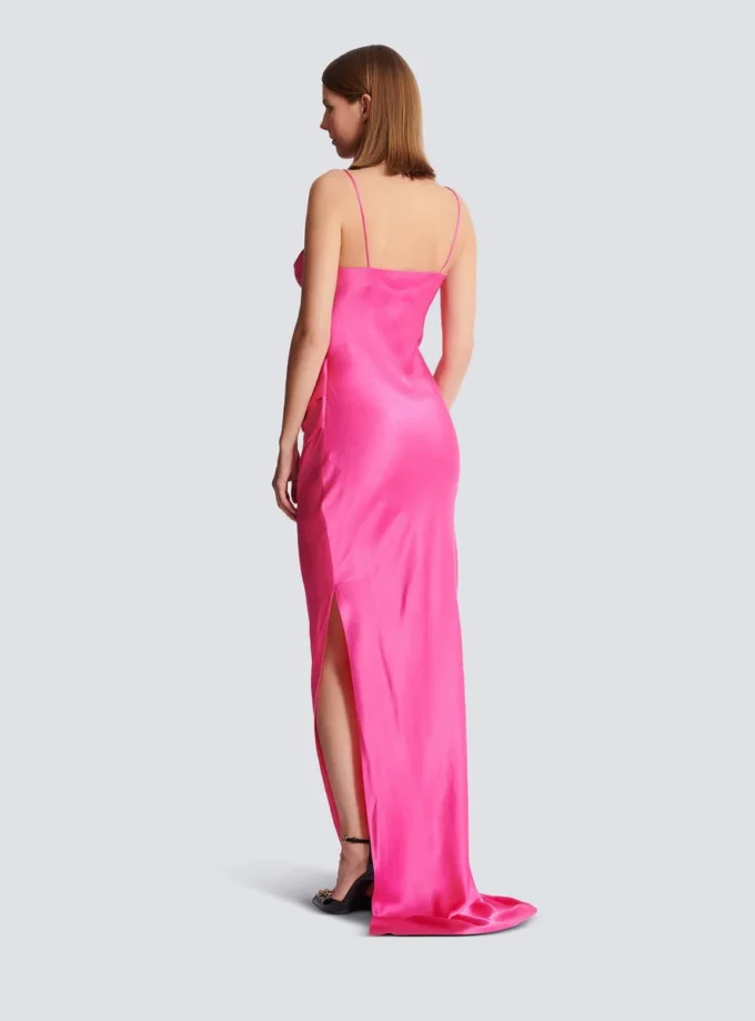 Draped satin slit dress Draped satin slit dress