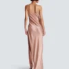 Draped satin slit dress