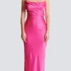 Draped satin slit dress Draped satin slit dress