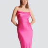 Draped satin slit dress Draped satin slit dress