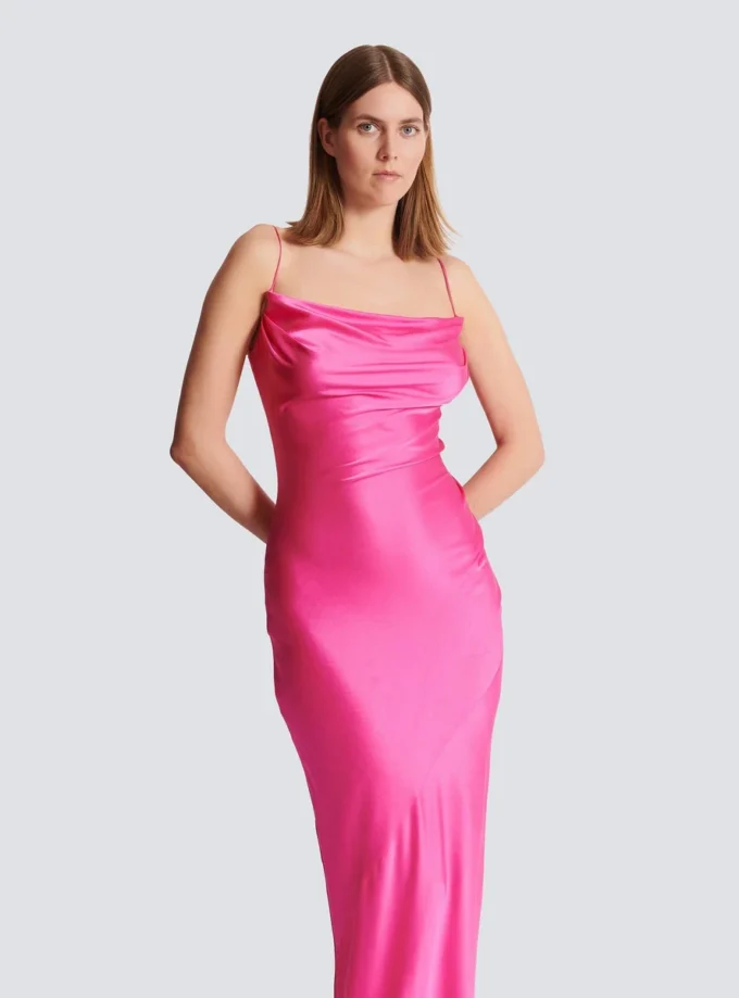 Draped satin slit dress Draped satin slit dress