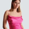Draped satin slit dress Draped satin slit dress
