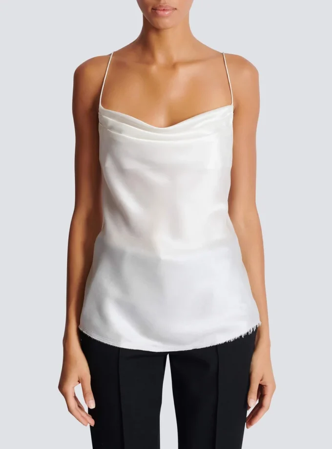 Draped satin top