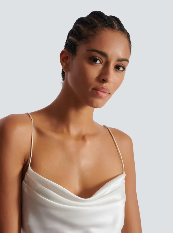 Draped satin top