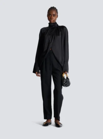 Draped silk blouse