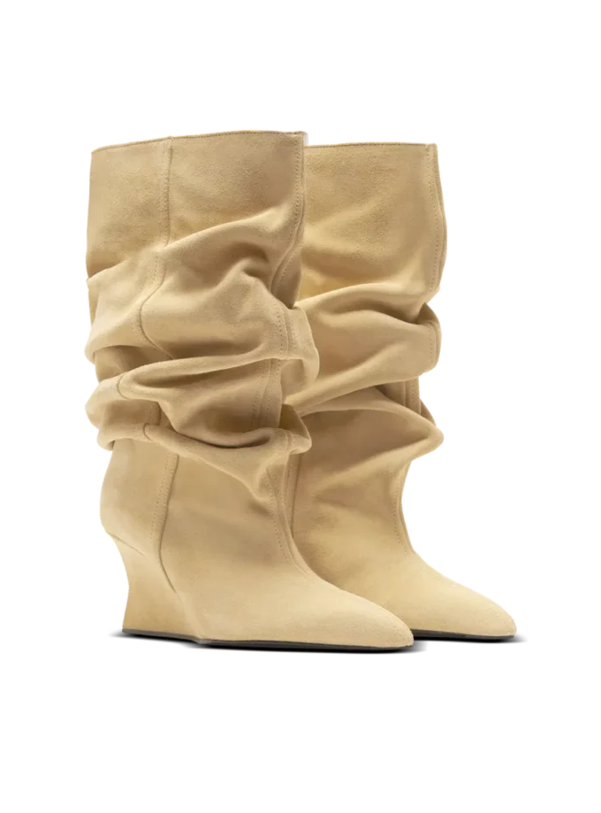 Draped suede Wedge ankle boots