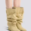 Draped suede Wedge ankle boots