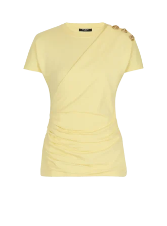 Draped T-shirt with buttons