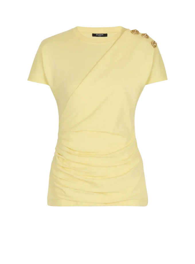 Draped T-shirt with buttons