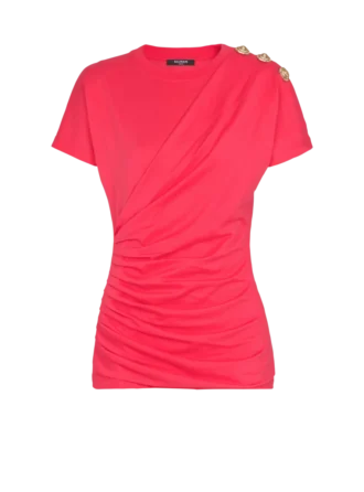 Draped T-shirt with buttons