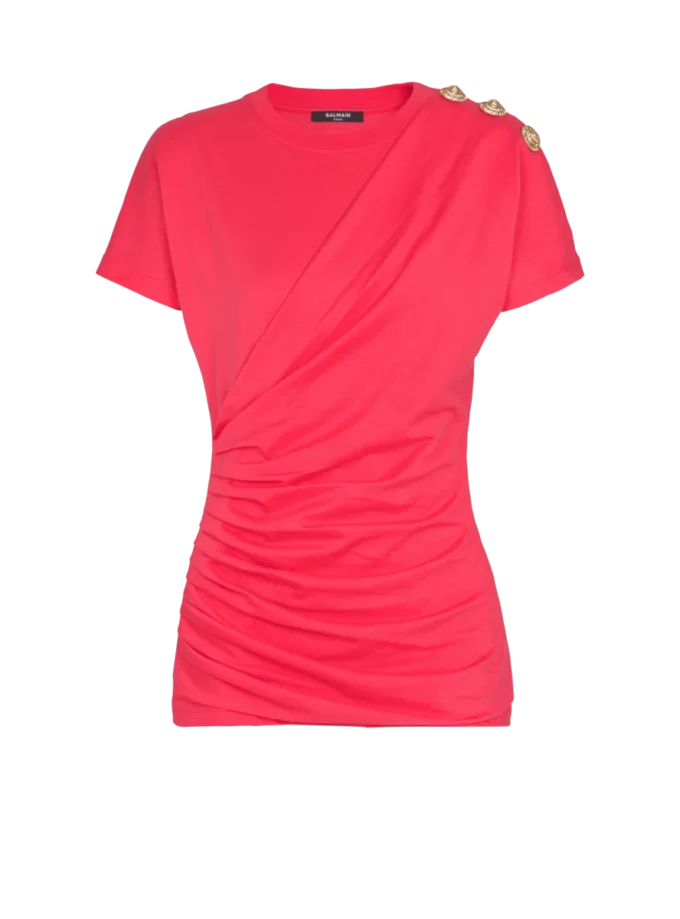 Draped T-shirt with buttons