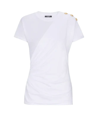 Draped T-shirt with buttons