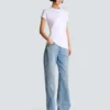 Draped T-shirt with buttons