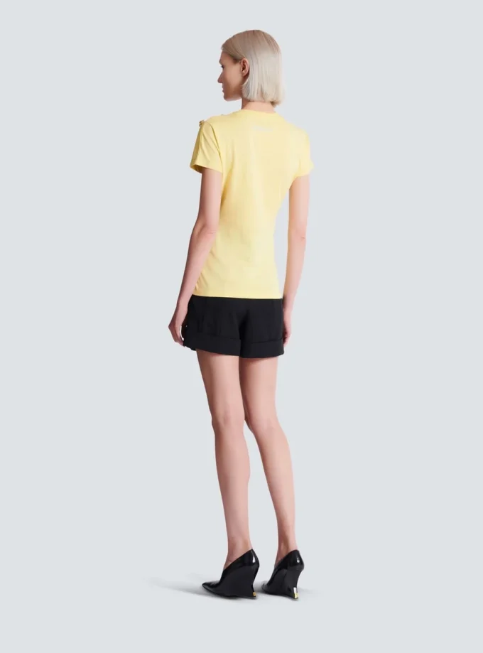 Draped T-shirt with buttons