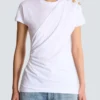 Draped T-shirt with buttons