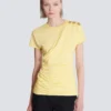 Draped T-shirt with buttons