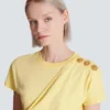 Draped T-shirt with buttons