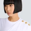 Draped T-shirt with buttons