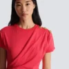 Draped T-shirt with buttons