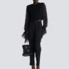 Edge-to-edge tweed and chiffon jacket Edge-to-edge tweed and chiffon jacket