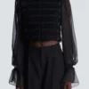 Edge-to-edge tweed and chiffon jacket Edge-to-edge tweed and chiffon jacket
