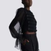 Edge-to-edge tweed and chiffon jacket Edge-to-edge tweed and chiffon jacket