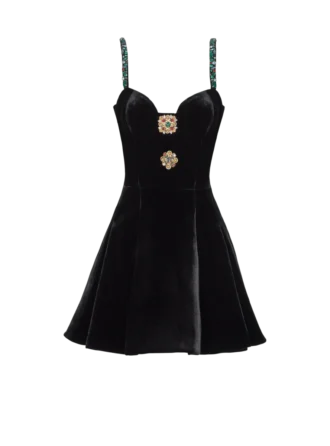 Embellished strappy velvet dress