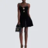 Embellished strappy velvet dress