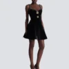 Embellished strappy velvet dress