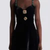 Embellished strappy velvet dress