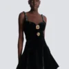 Embellished strappy velvet dress