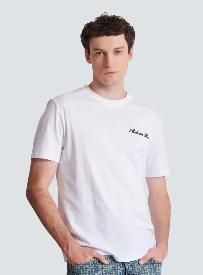 Embroidered Balmain Signature T-shirt Embroidered Balmain Signature T-shirt
