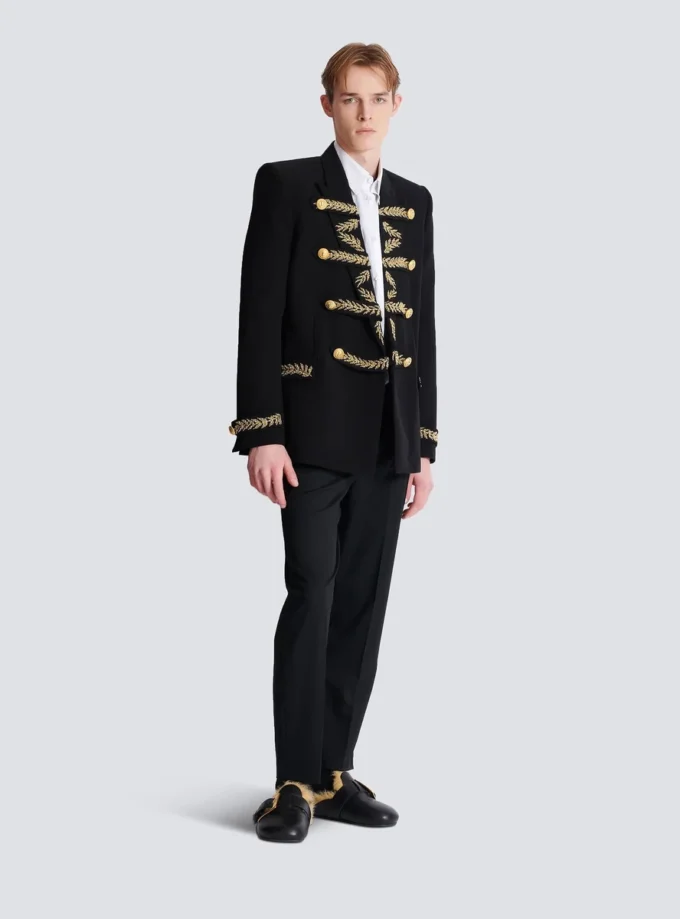 Embroidered crepe jacket