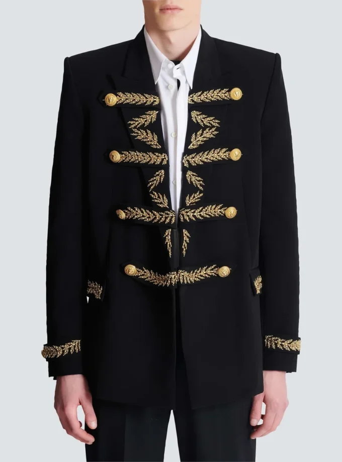 Embroidered crepe jacket