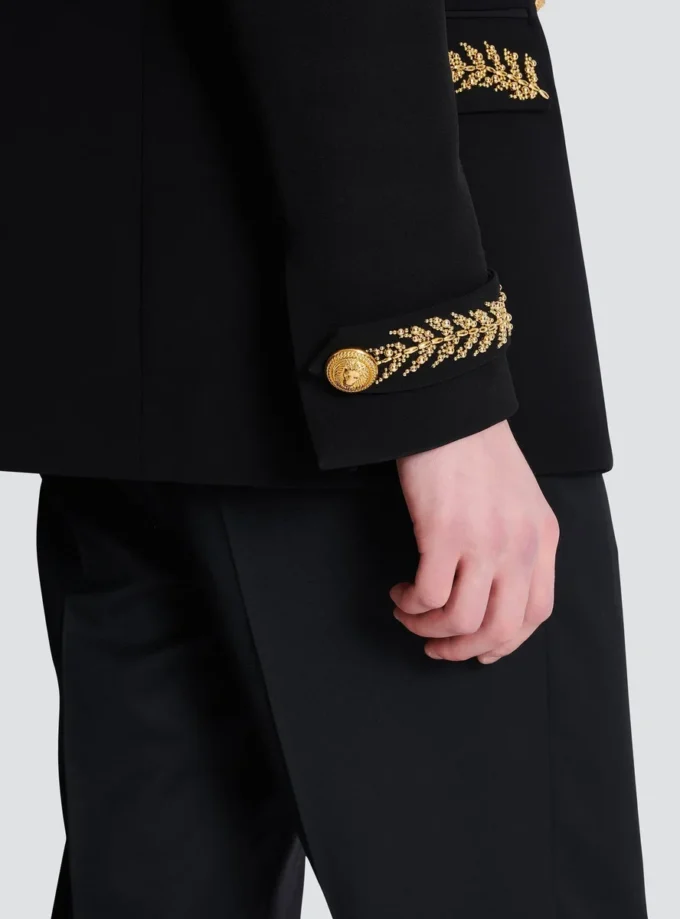 Embroidered crepe jacket
