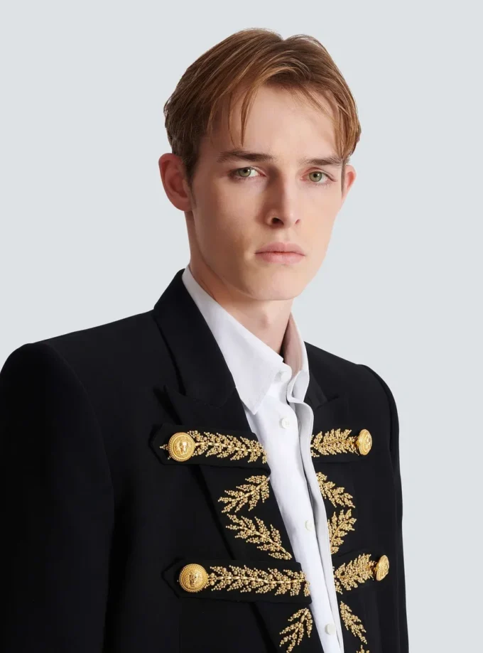 Embroidered crepe jacket