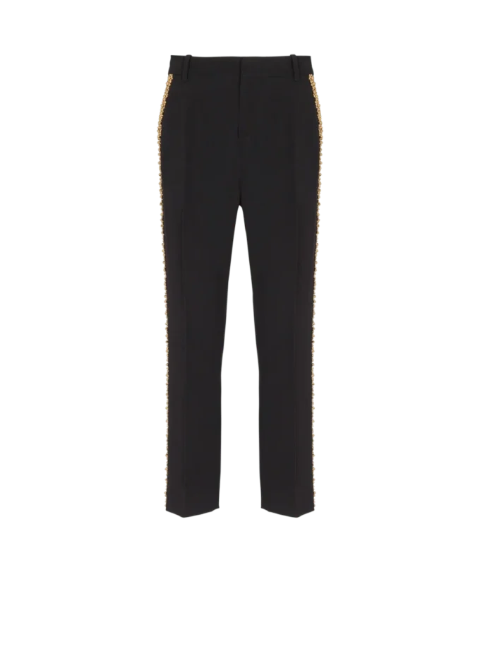 Embroidered crepe straight-leg tailored trousers Embroidered crepe straight-leg tailored trousers