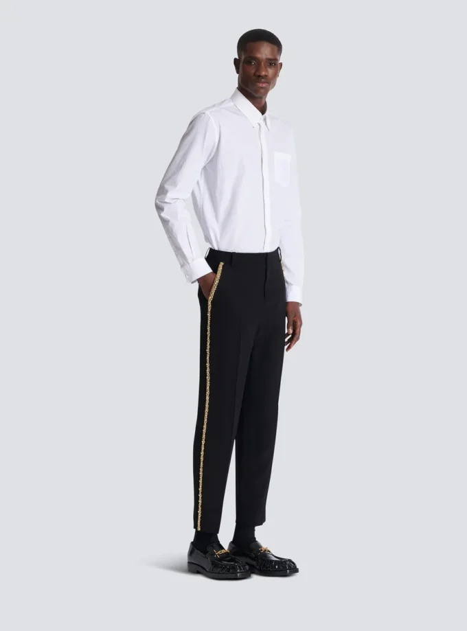 Embroidered crepe straight-leg tailored trousers Embroidered crepe straight-leg tailored trousers