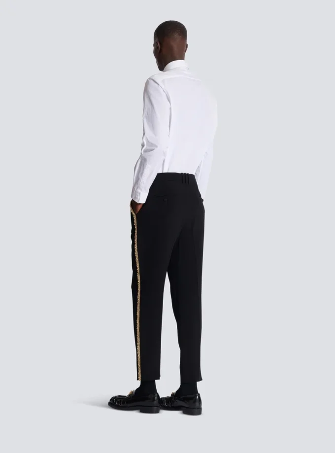Embroidered crepe straight-leg tailored trousers Embroidered crepe straight-leg tailored trousers