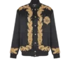 Embroidered cupro bomber jacket