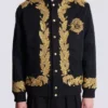 Embroidered cupro bomber jacket