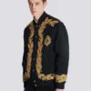 Embroidered cupro bomber jacket