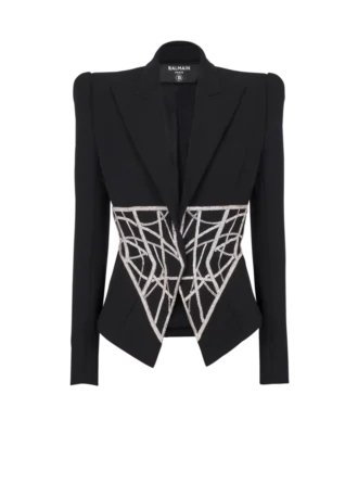 Embroidered slim-fit grain de poudre jacket Embroidered slim-fit grain de poudre jacket